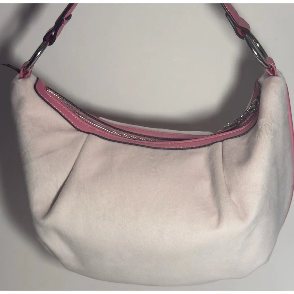 Juicy Couture Hobo Bag Juicy In Bloom Powder Blush Pink Velour Floral Y2K